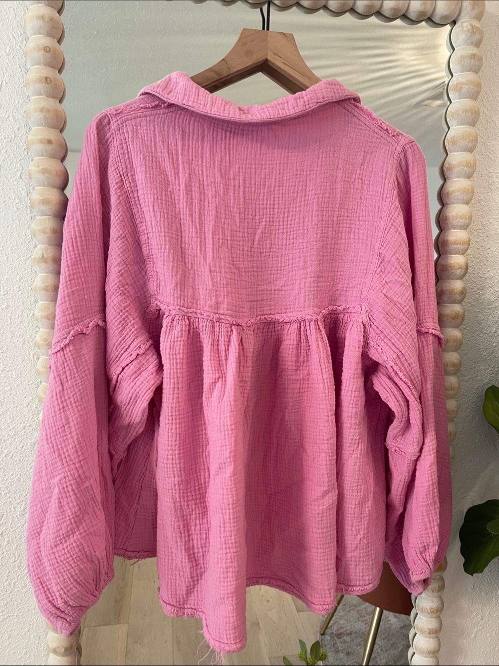 Ces Femme Pink Gauze Peasant Tunic Top - Picture 2 of 5